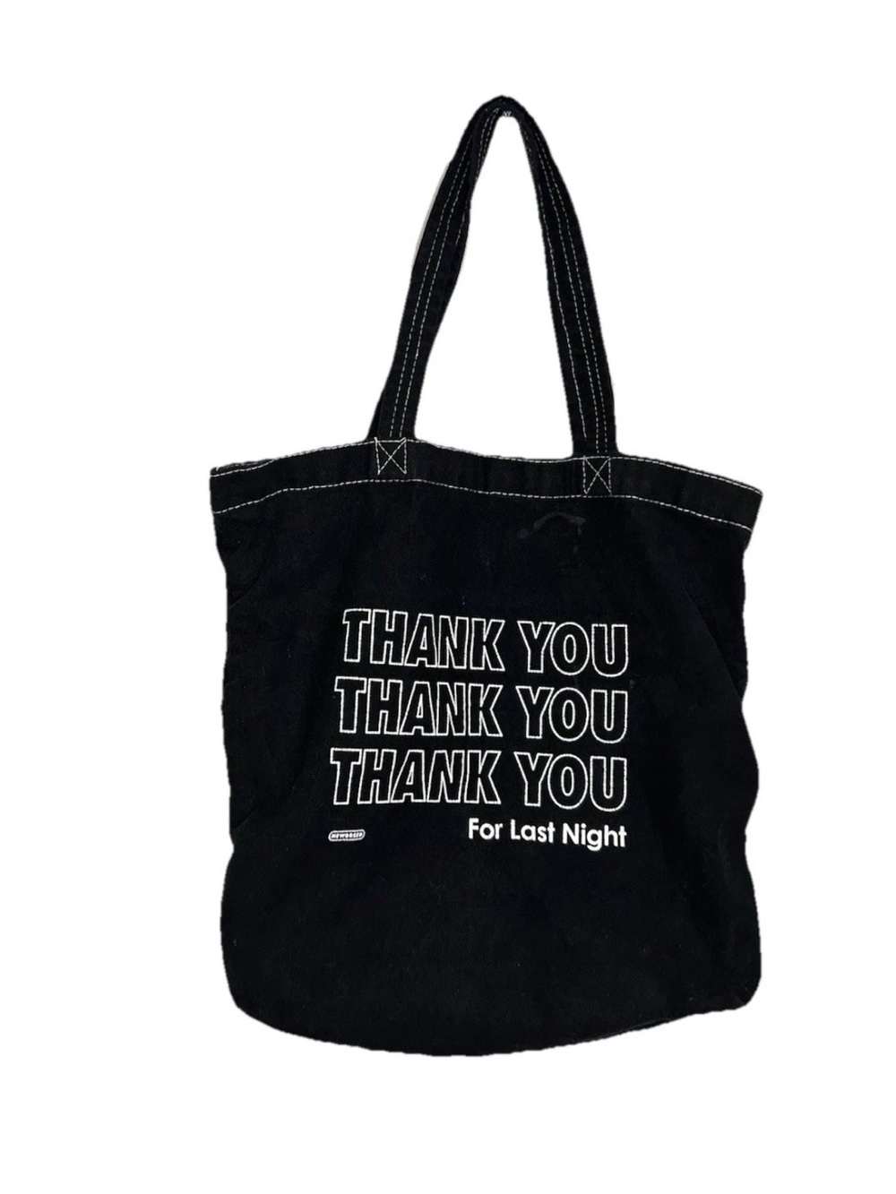 Thank You For Last Night Tote Bag Black Canvas Graphic Streetwear New World